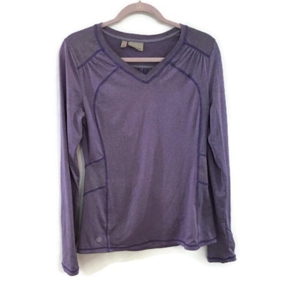 ATHLETA Northern Lights Reflective long sleeve purple activewear top. Size S